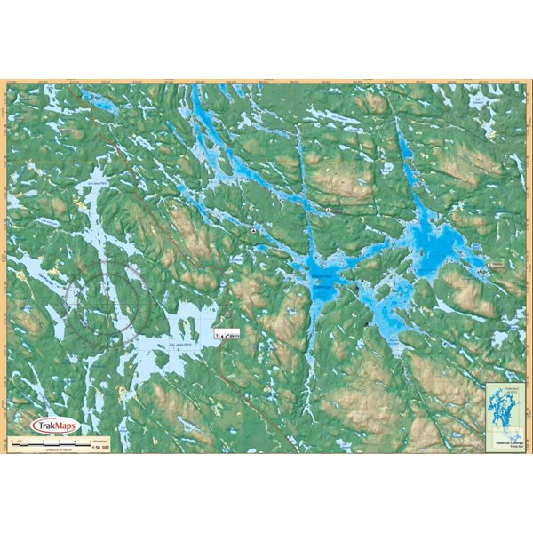 chart of cabonga reservoir (folded) in the region of outaouais (quebec