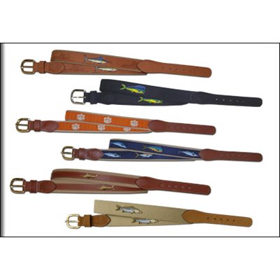 LEATHER EMBROIDERED WALLEYE BELT BUFF S-32