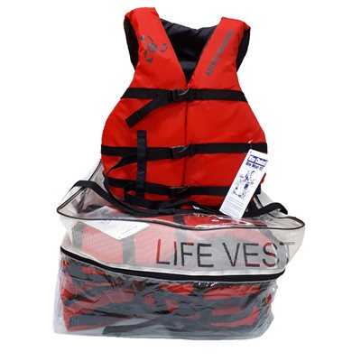 KIT DE 4 VESTES ADULTE ROUGE AVEC SAC DE RANGEMENT