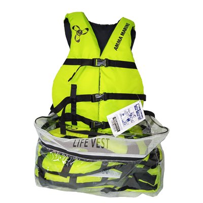 4 PACK OF ADULT PFD VEST GREEN WITH CLEAR BAG