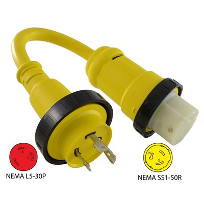 PIGTAIL ADAPTER CORD FEMALE 50A / 125V to MALE 30A