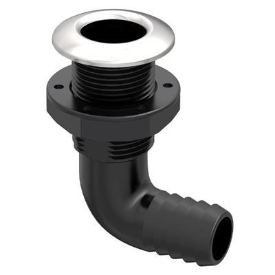 RACCORD PASSE-COQUE 90° GF / NYLON NOIR AV / COUV. INOX 1-1 / 8po