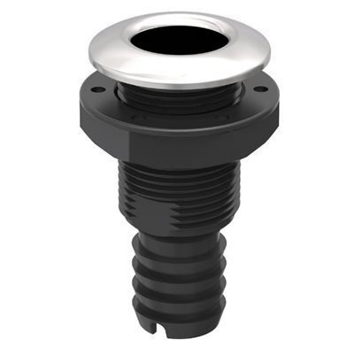 RACCORD PASSE-COQUE DROIT GF / NYLON NOIR AV / COUV. 1-1 / 4po 